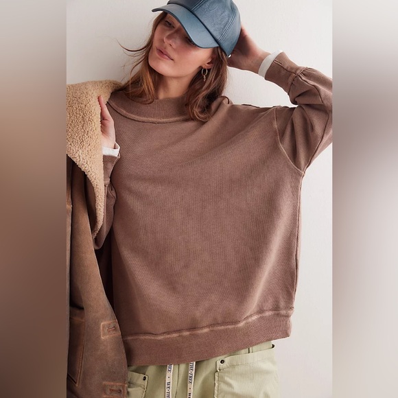 Free People Tops - New Free People We The Free Dusted Coca Washed Brown Palm Springs Pullover sz L